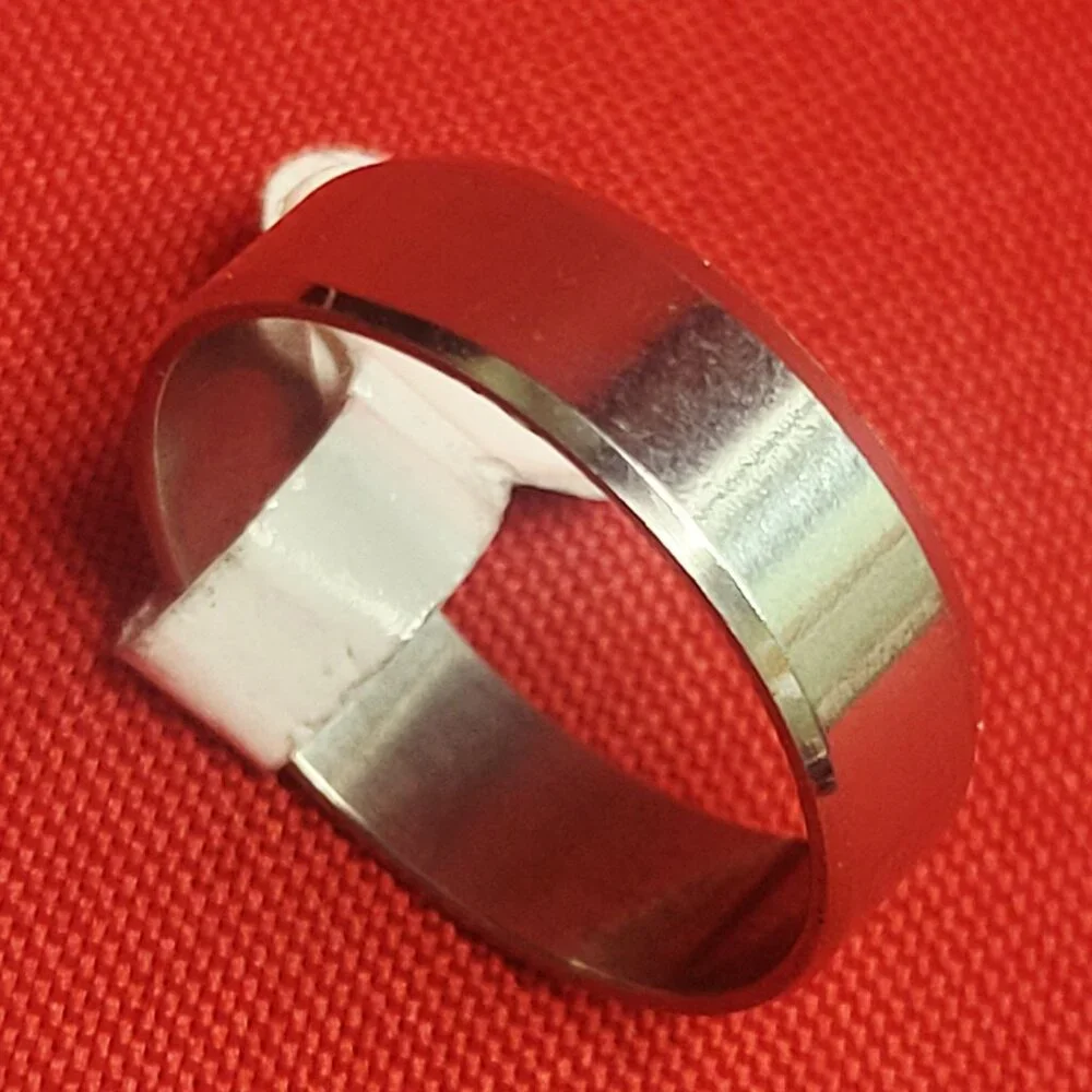 Stainless Steel Wide Band Ring Size 22 Silver Tone Unisex